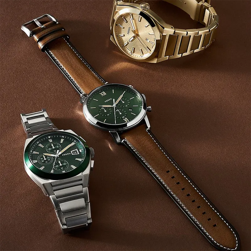 Fossil Neutra Chronograph Dark Green Dial Leather Men's Watch- FS5963